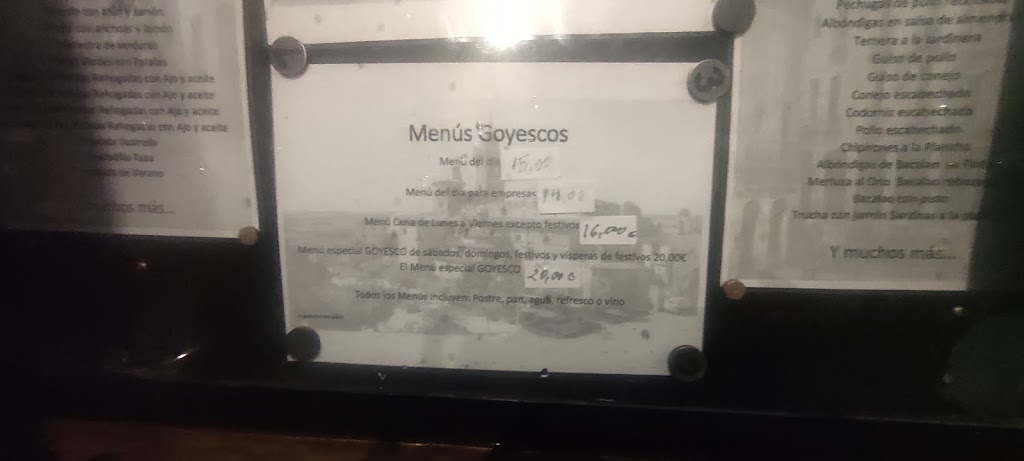 Restaurante Goya — Carta