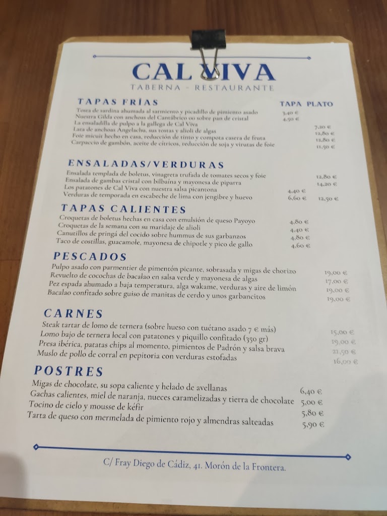 Cal Viva * Restaurante Enoteca — Carta