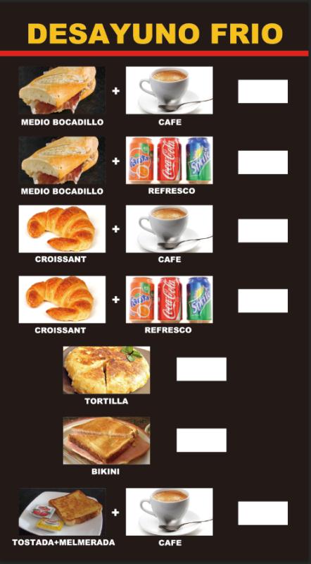 Bar Cafeteria Dos de Maig — Carta