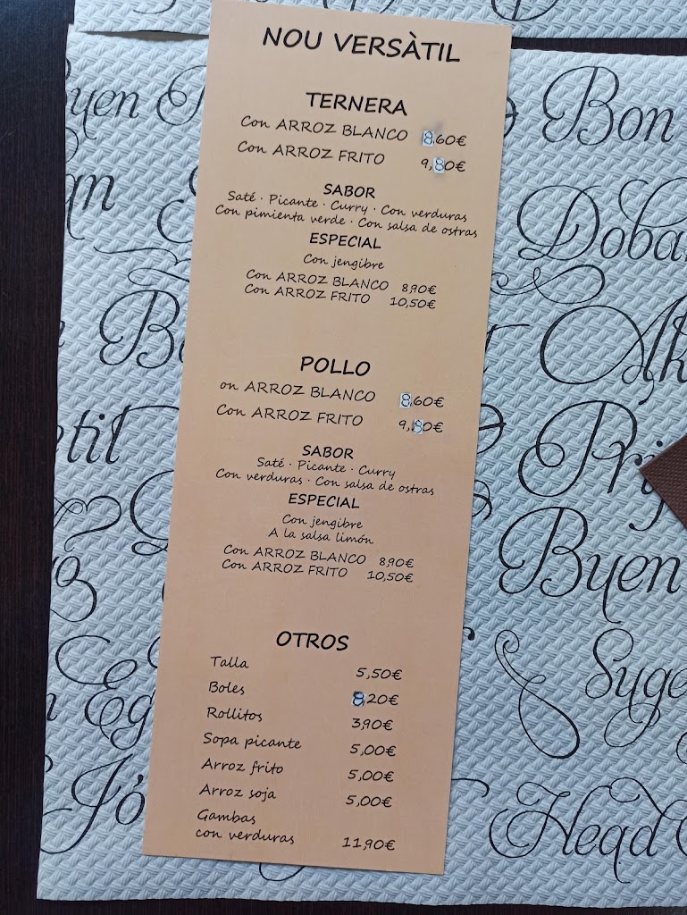 Versatil Cafe — Carta