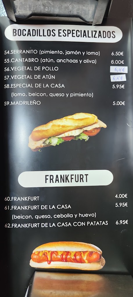 BAR La Terrasseta — Carta