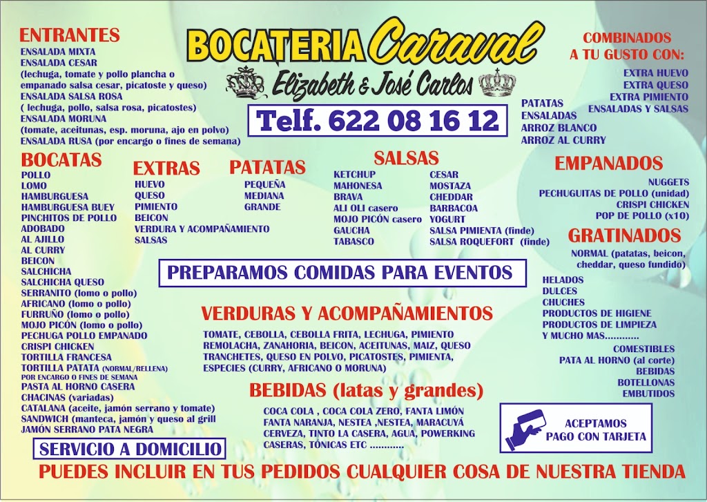 Bocateria Caraval — Carta
