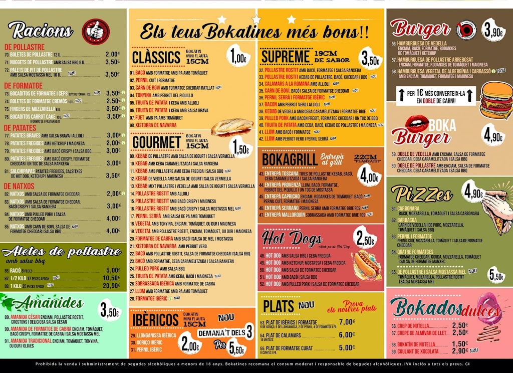 Bokatines Parque — Carta