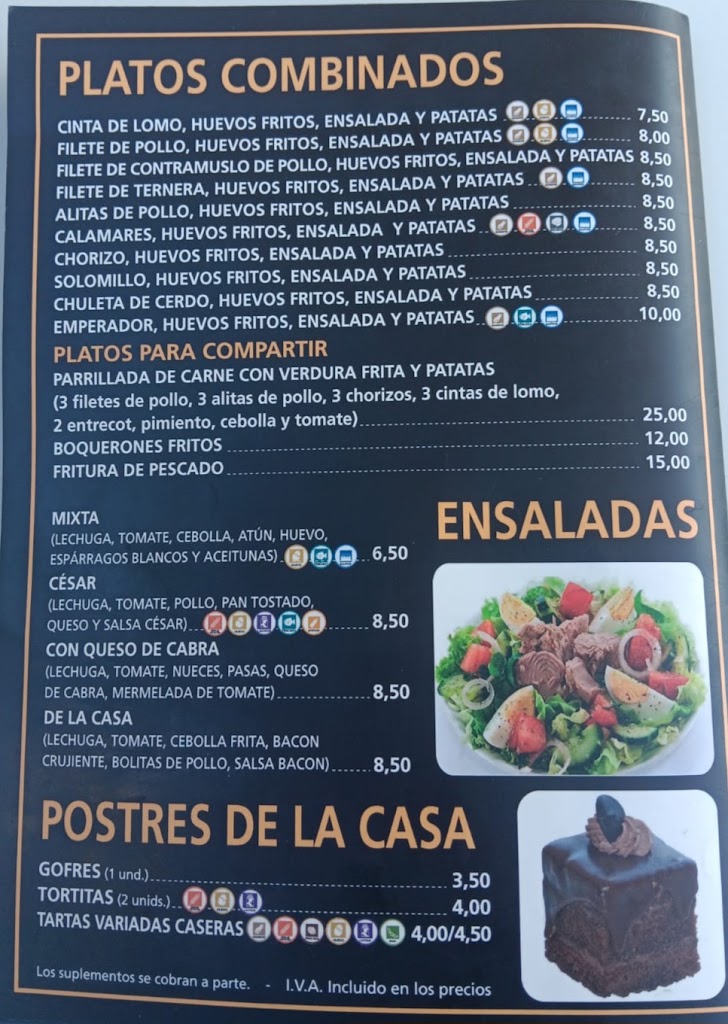 Bar Luz de Luna — Carta