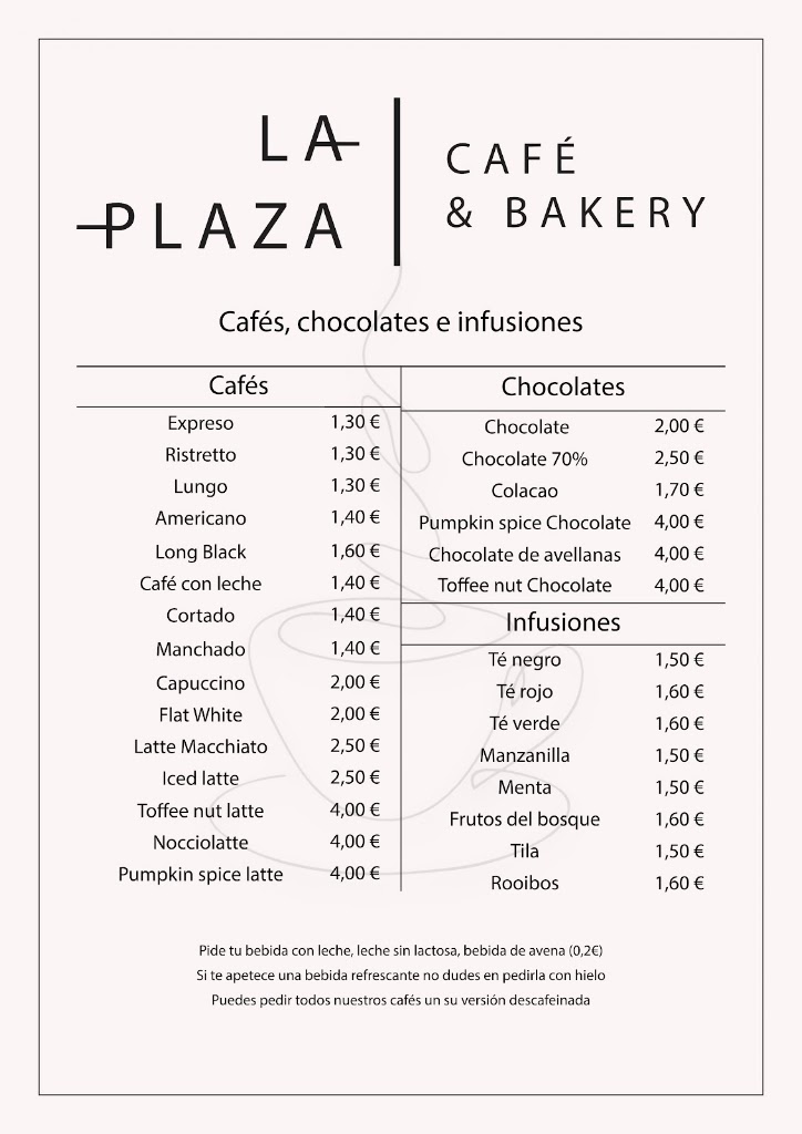 La Plaza cafe — Carta