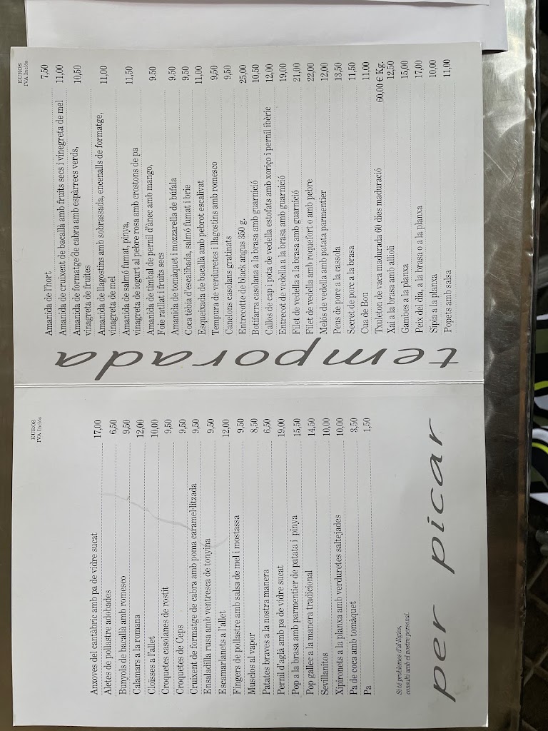 Restaurante Igualada - Cafeteria Igualada - Aqua — Carta