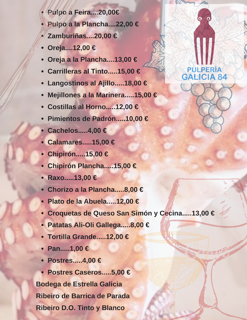 Pulperia Galicia 84 — Carta