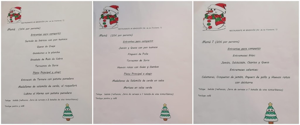 Bar - Restaurante Mi Bendicion — Carta