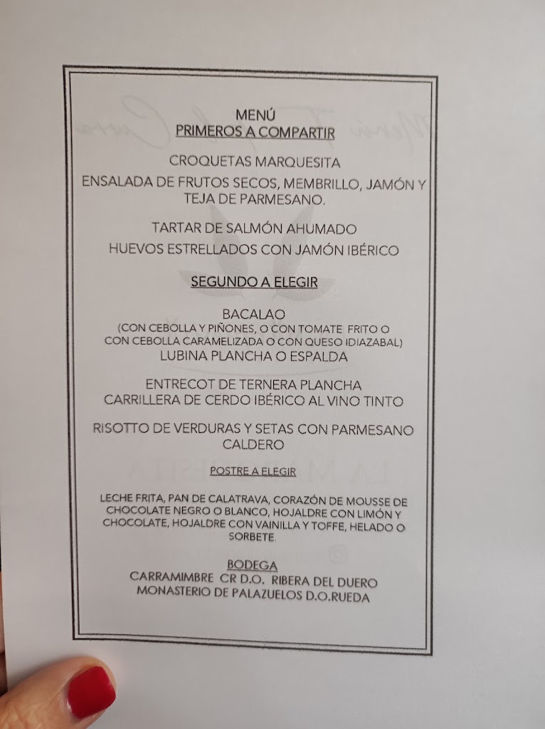 La Marquesita — Carta