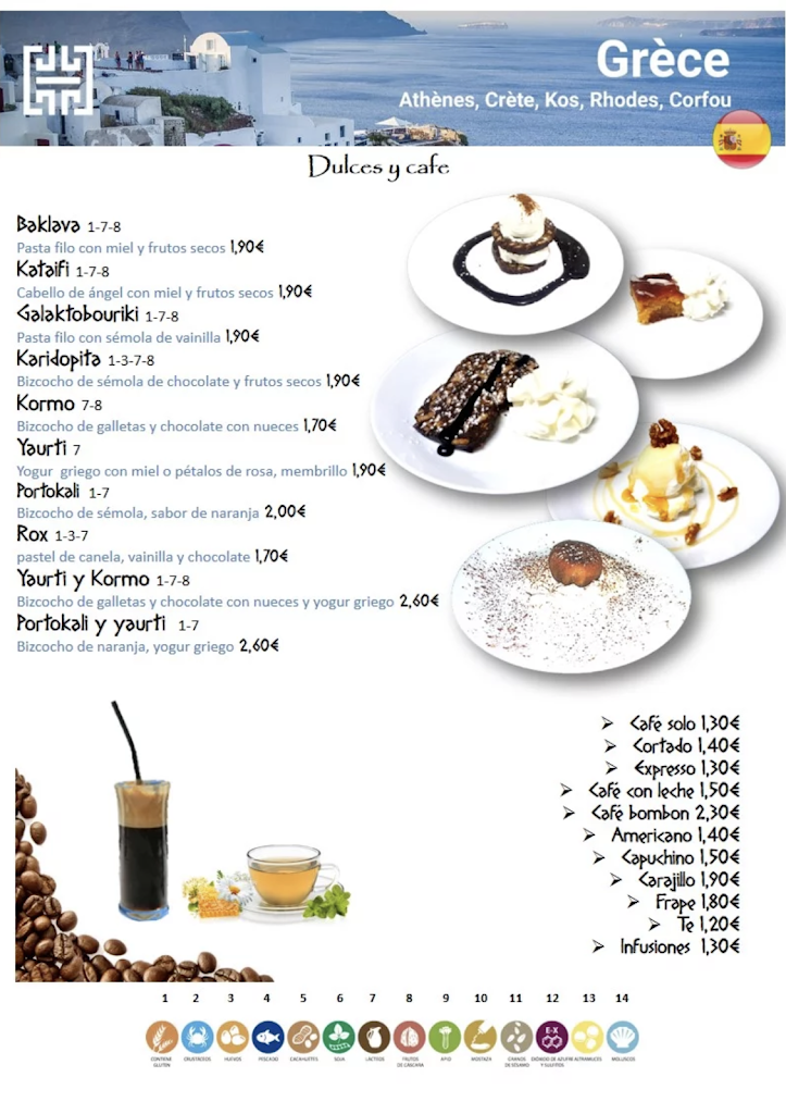 Restaurante Griego Pikilia — Carta