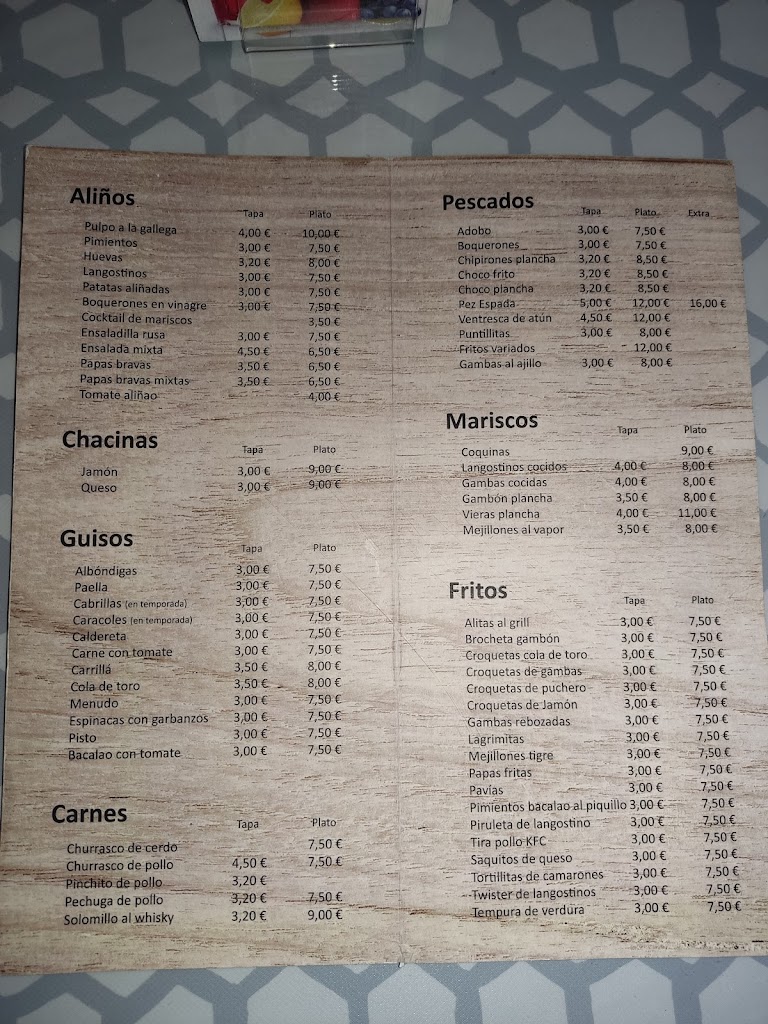 Meson Los Novalios — Carta