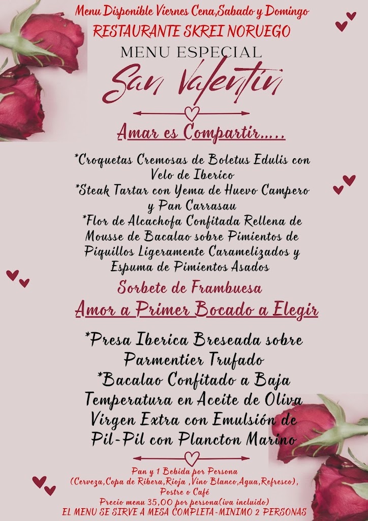 Restaurante Skrei Noruego — Carta