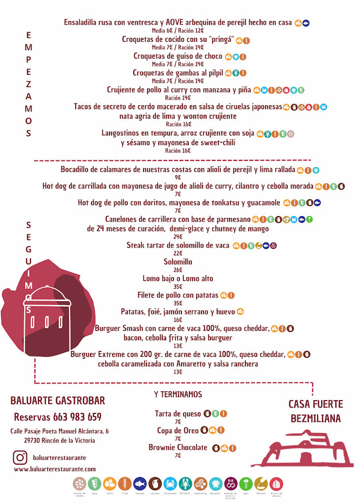 Restaurante Baluarte — Carta