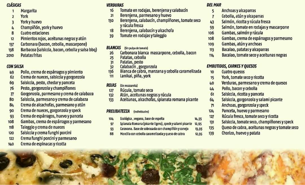 Pizzaonna — Carta