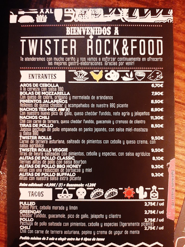 Twister Rock&Food El Carrascal — Carta