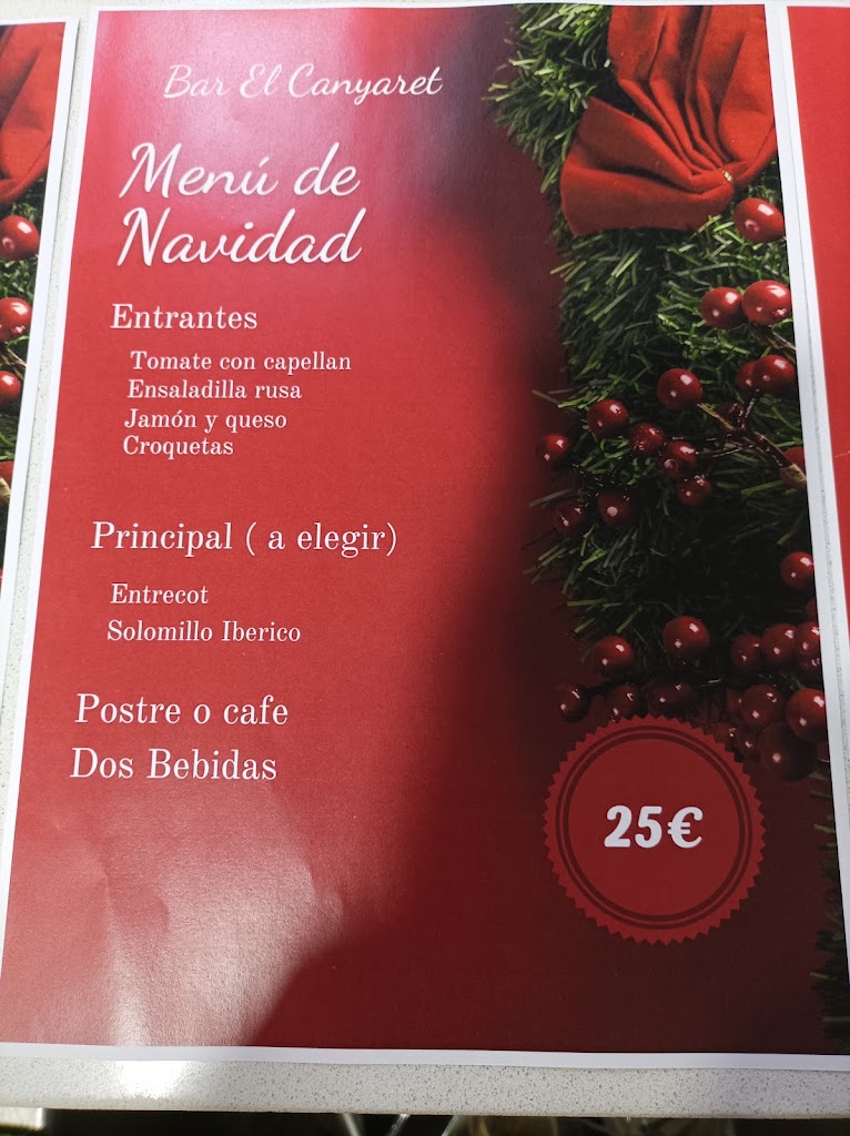Bar Restaurante El Canyaret — Carta
