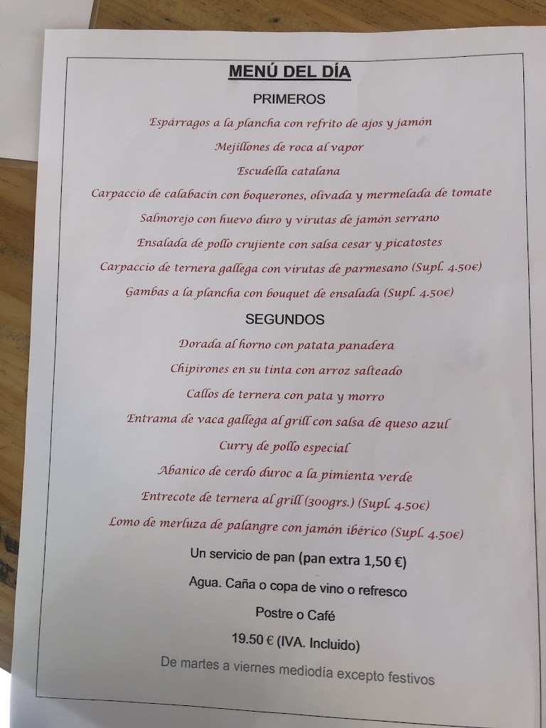 Restaurante de cocina castellana "Meson del Segoviano" — Carta