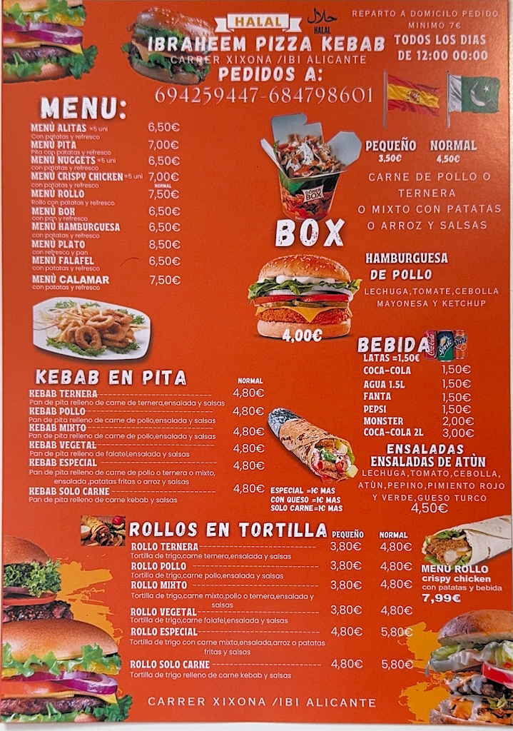 IBRAHEEM PIZZERIA & KEBAB — Carta