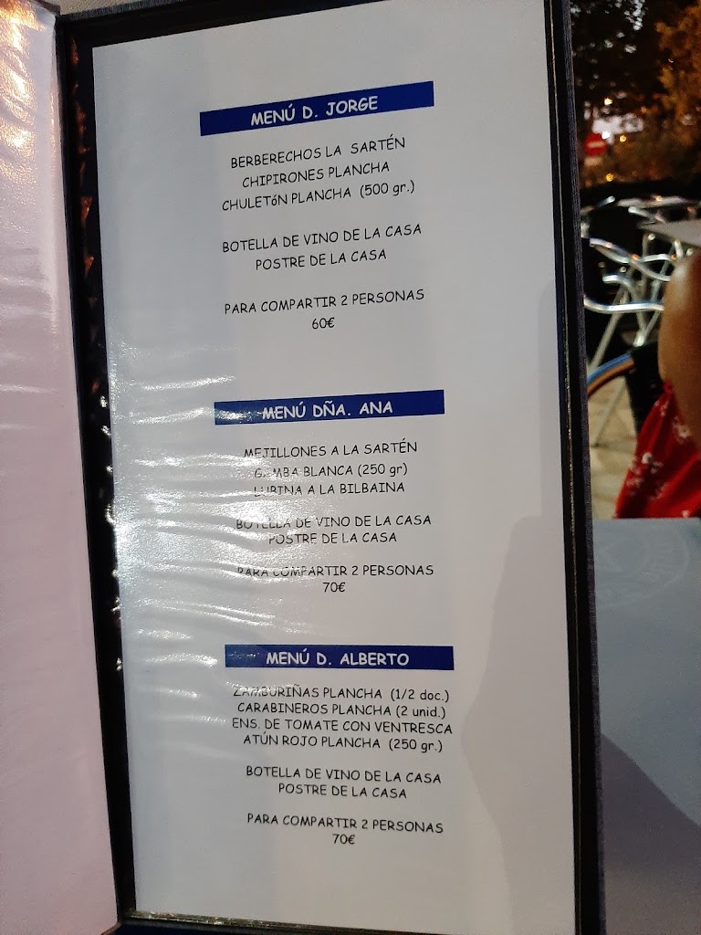 Restaurante Cerveceria La Plancha — Carta