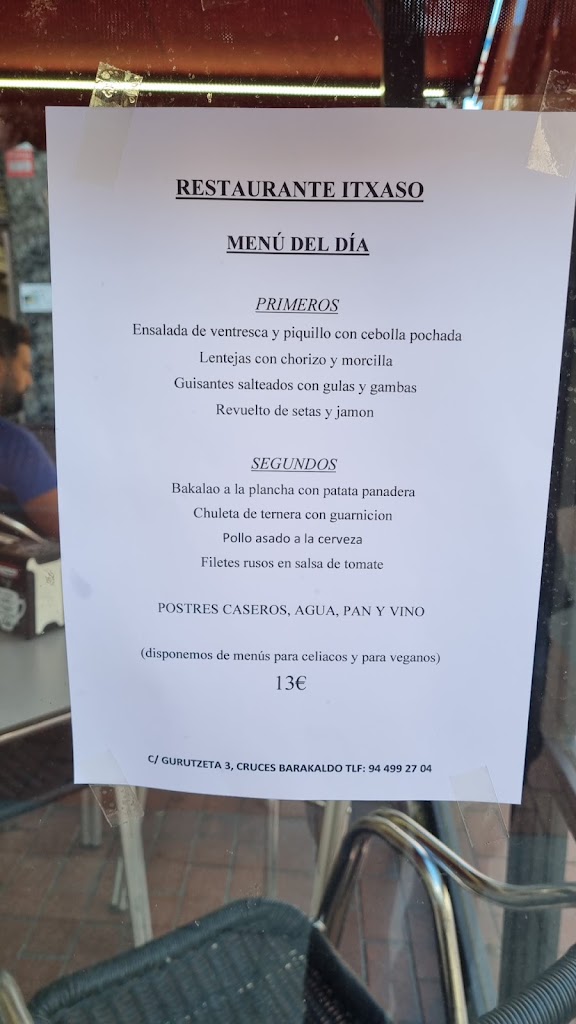 Restaurante Itxaso — Carta