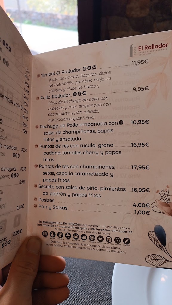 Tasca El Rallador — Carta