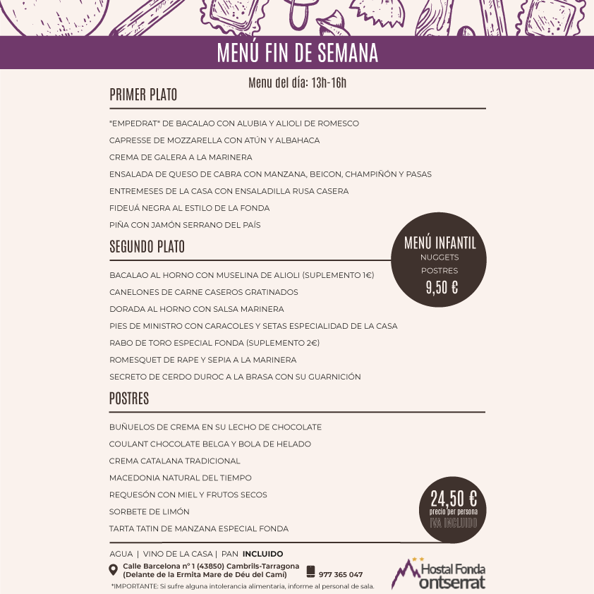 Restaurant Fonda Montserrat — Carta