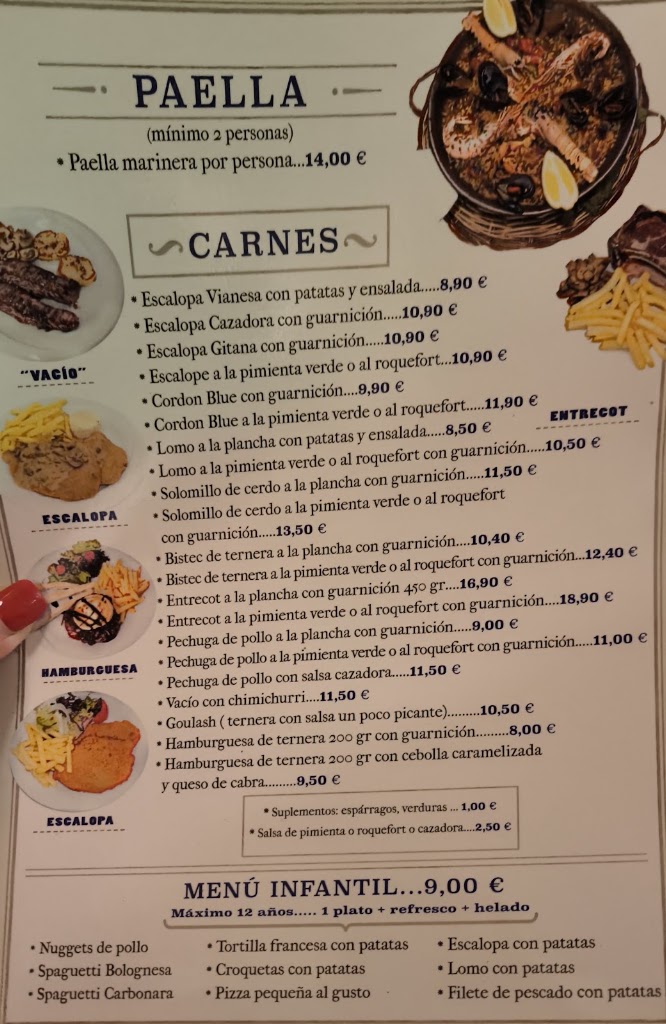 Restaurante Pizzeria Roma — Carta