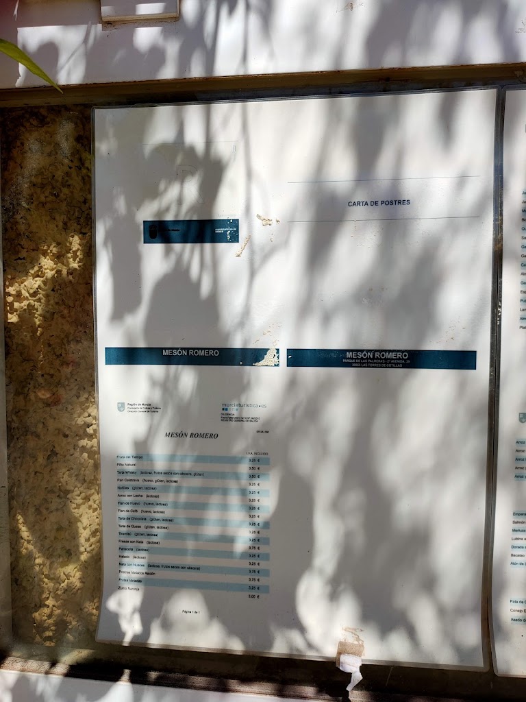 Meson Romero la Masia — Carta