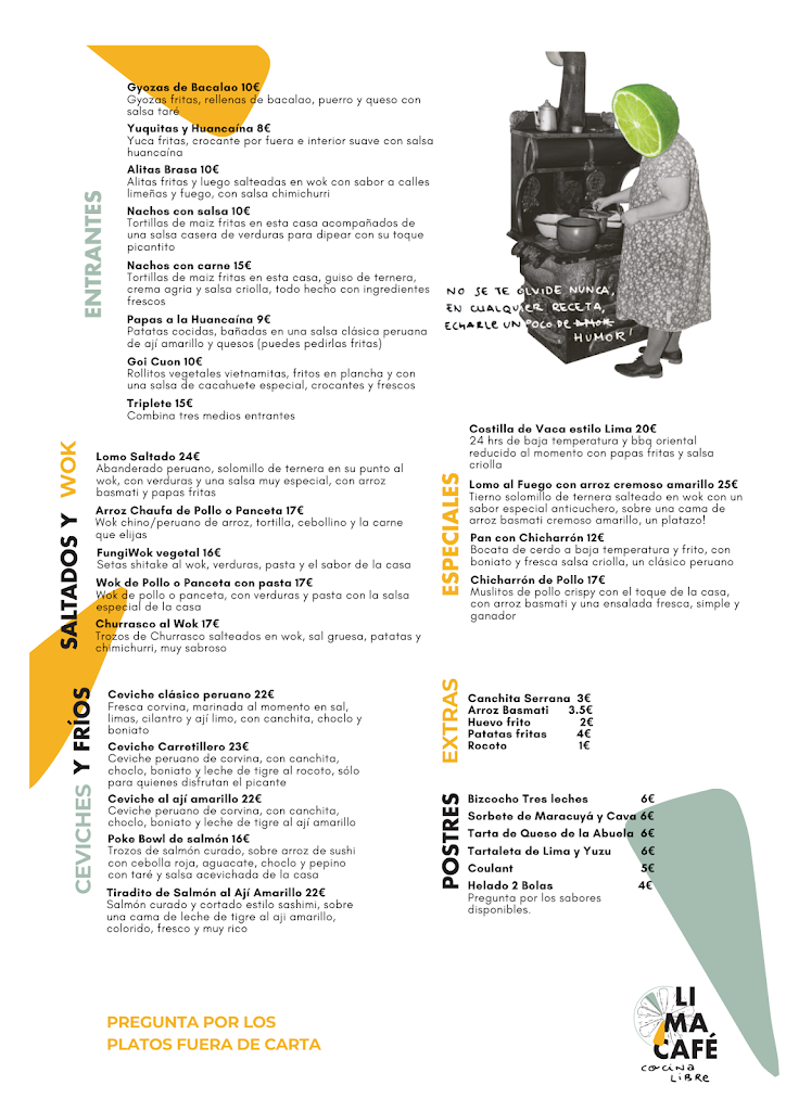 Restaurante Lima Cafe - Cocina Libre — Carta