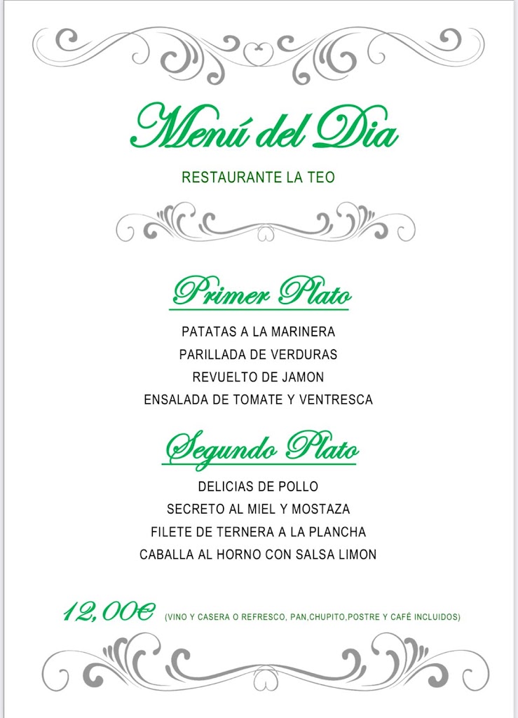 Bar Restaurante La Teo — Carta