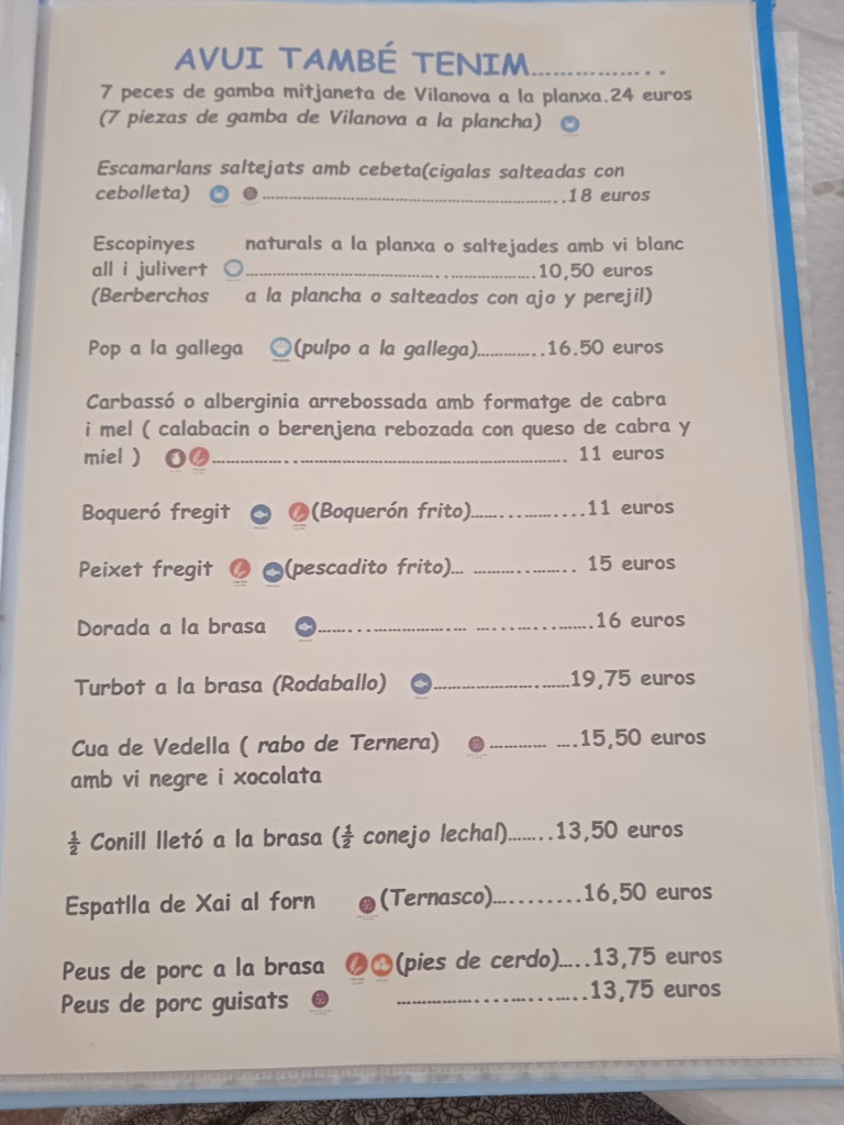 Restaurant L'Estany — Carta
