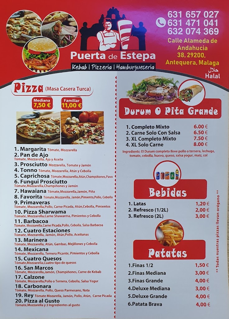 Kebab-Pizzeria Puerta De Estepa — Carta