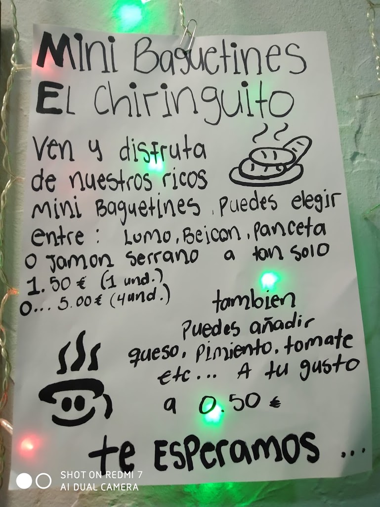 Casa wendy Bar Cafeteria El Chiringuito — Carta