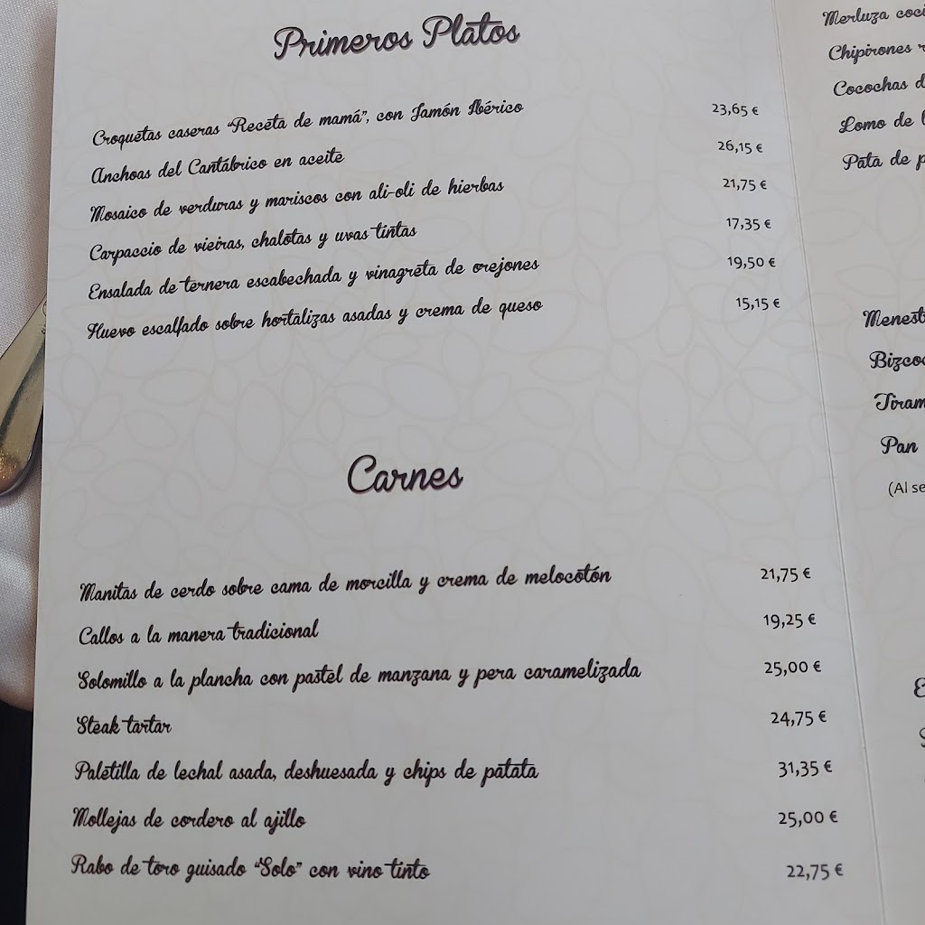 Jimenez Restaurante — Carta