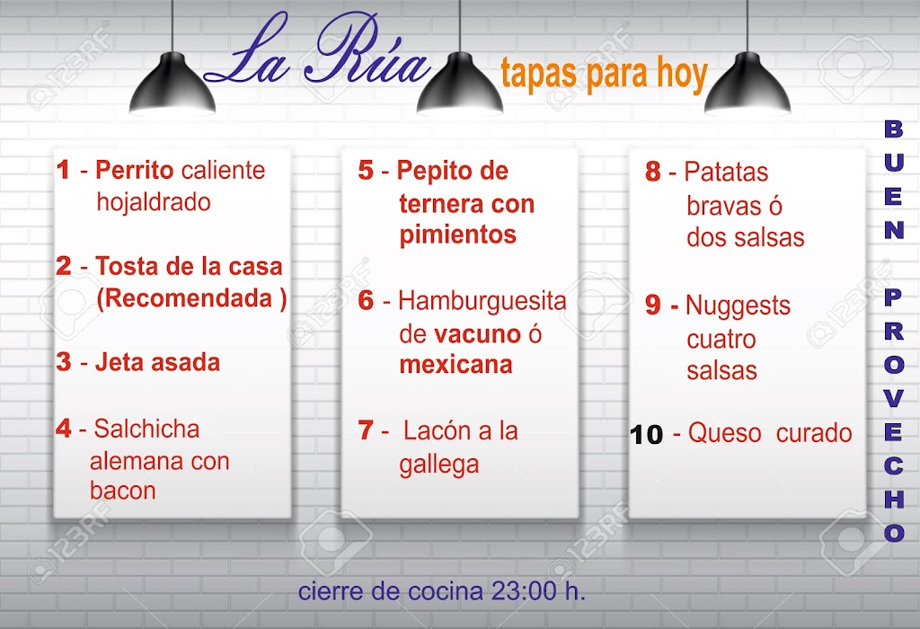 Bar La Rua — Carta