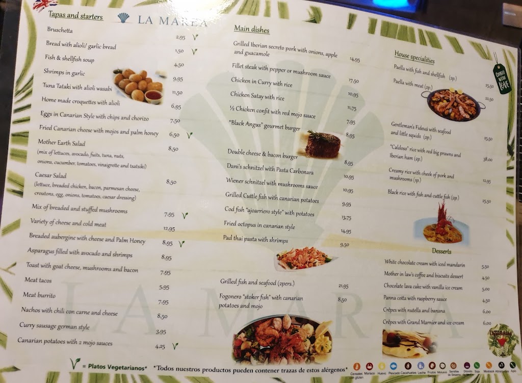 Restaurante La Marea & Copacabana Cocktail Bar — Carta