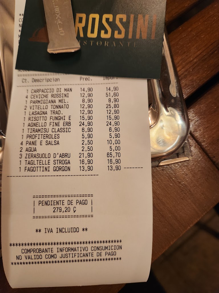 Restaurante Rossini — Carta