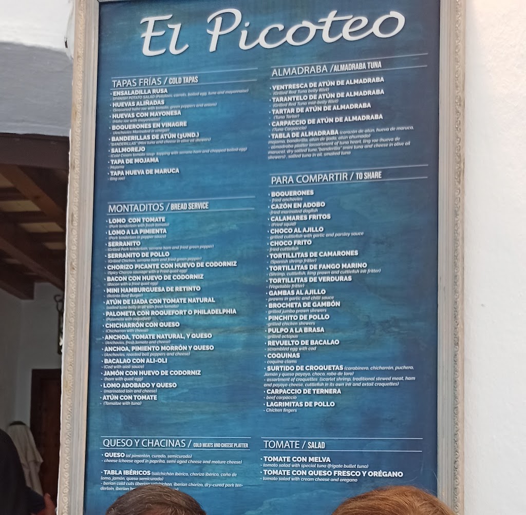 Bar El Picoteo — Carta