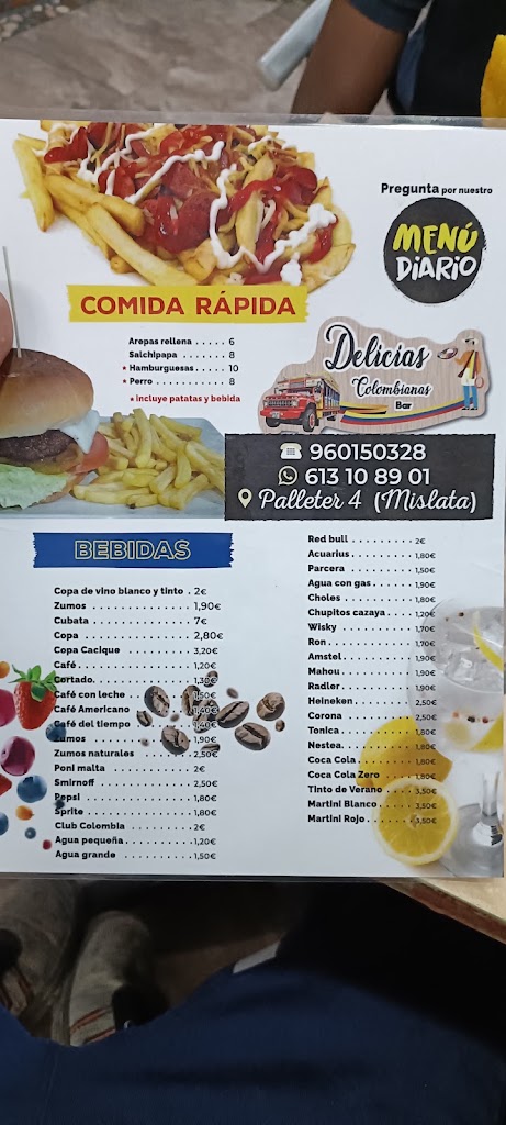 Delicias Colombianas Mislata — Carta