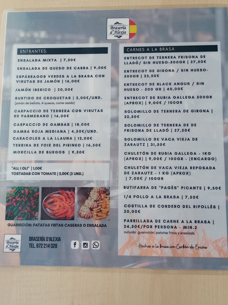 Restaurant Braseria d'Alexia — Carta