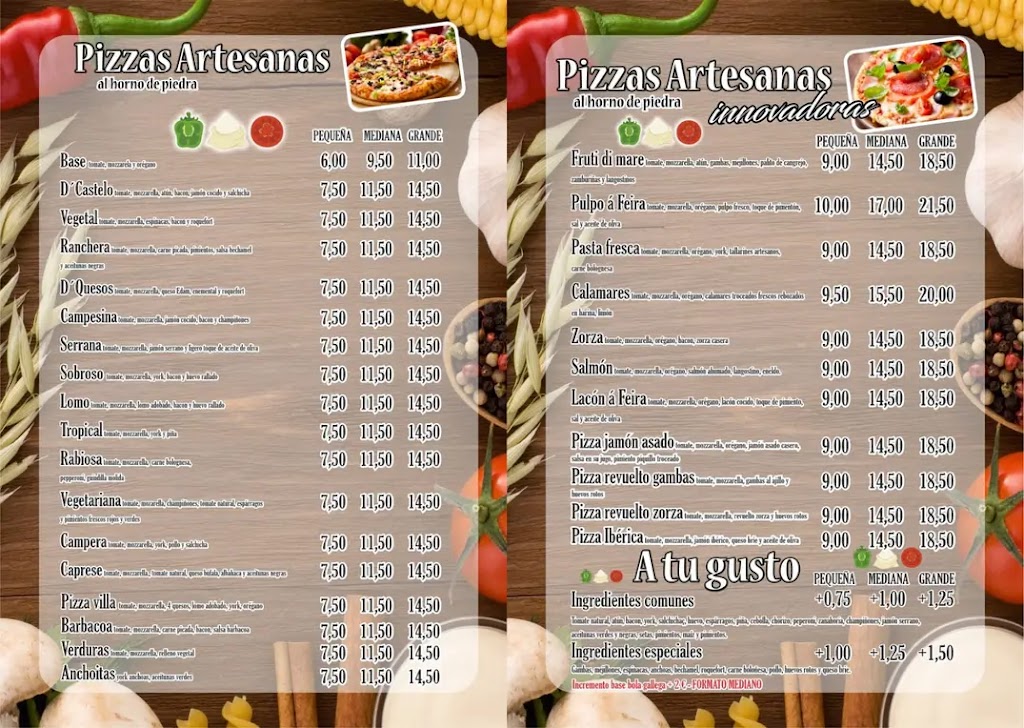 Pizzeria Castelo — Carta