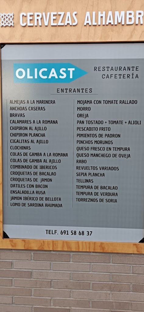 Olicast Pucol Restaurant - Cafeteria — Carta