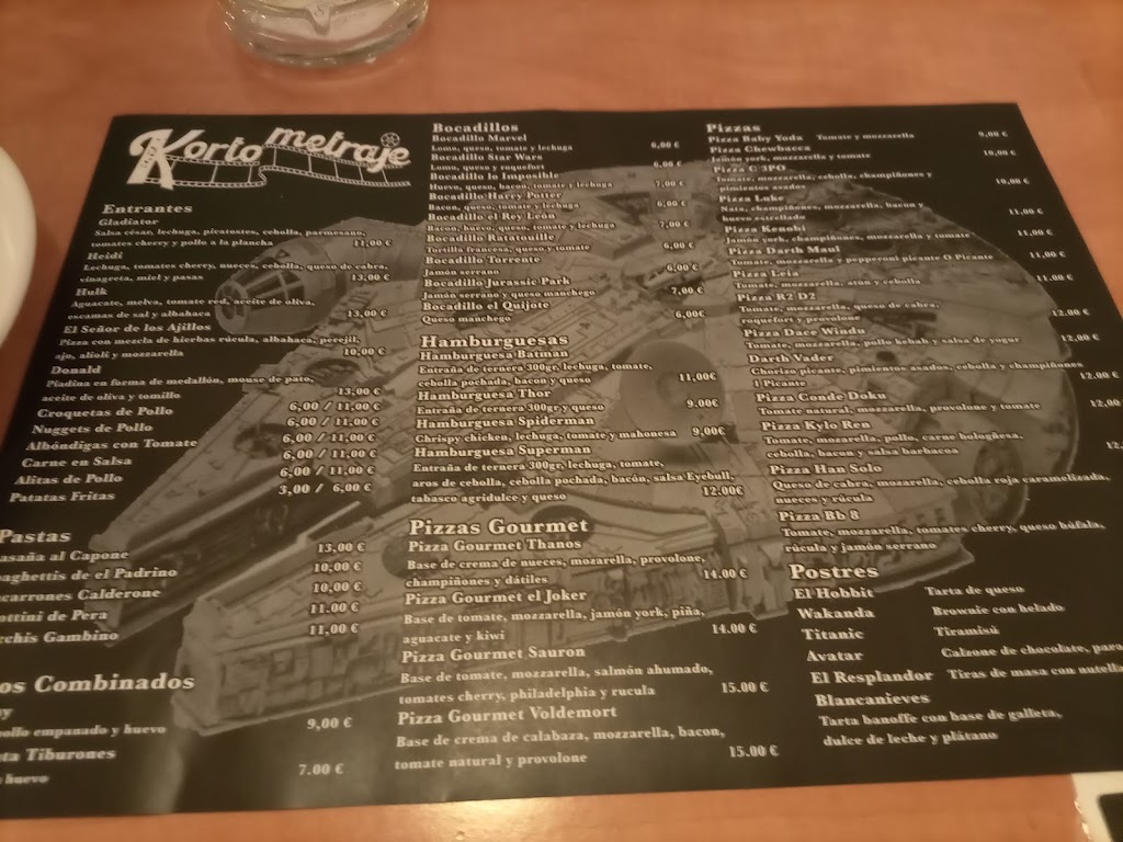 Restaurante Kortometraje — Carta