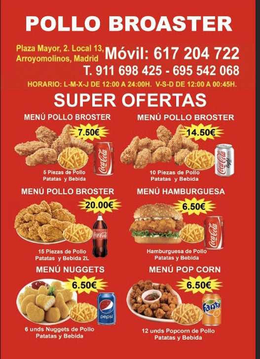 Pollo frito Arroyomolinos — Carta