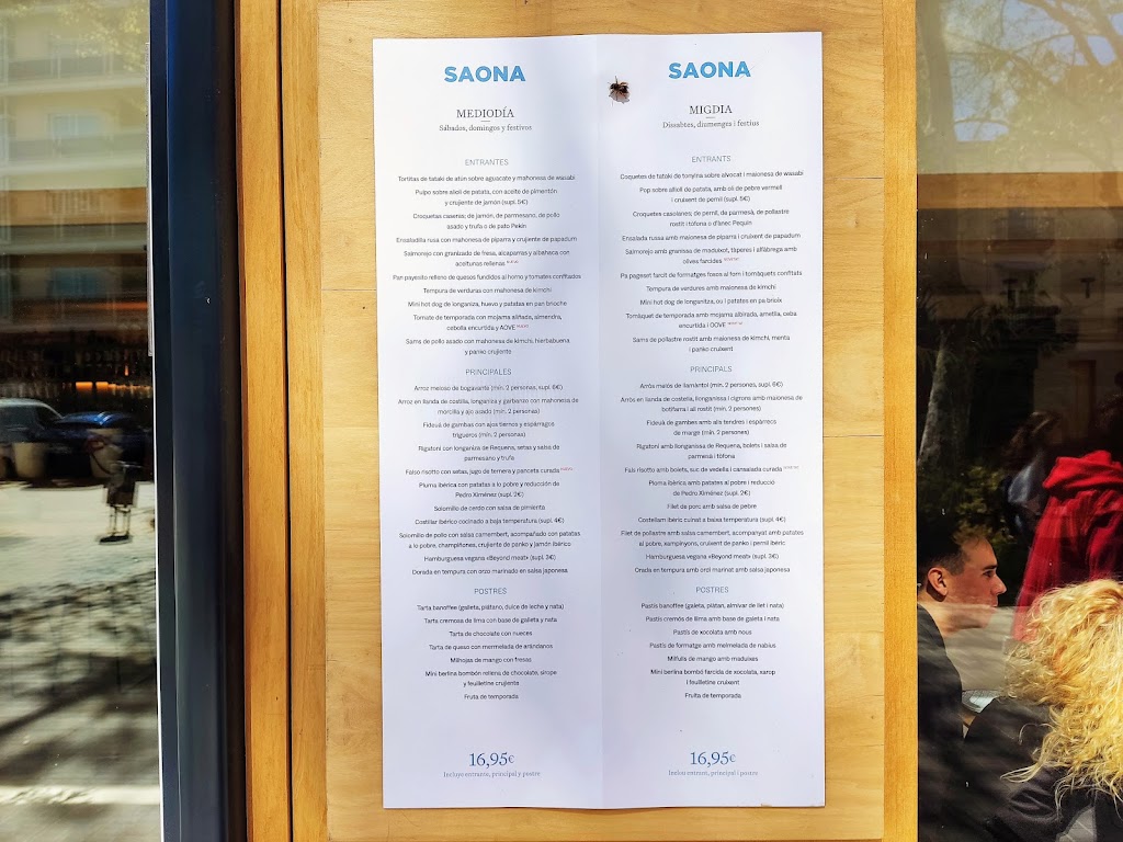 Saona Badalona — Carta