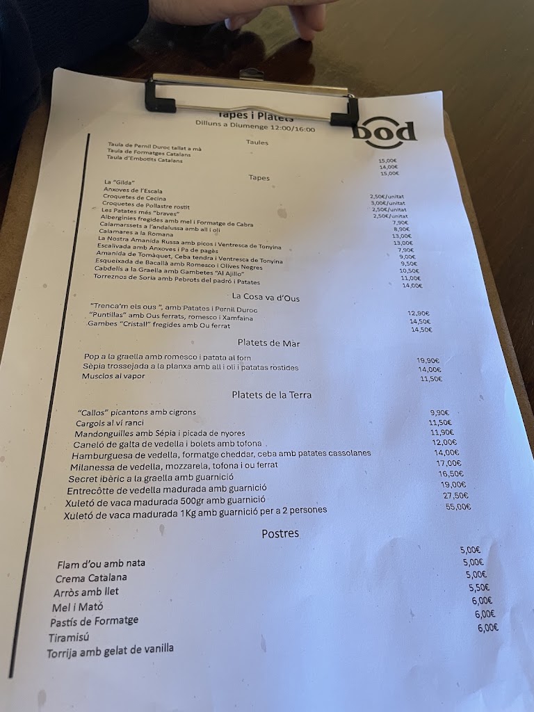 La Bodegueta del Fenix — Carta