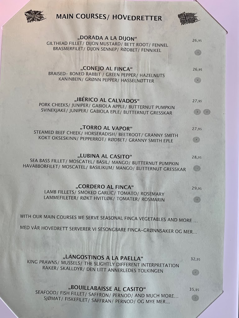 Casito Mediterraneo — Carta