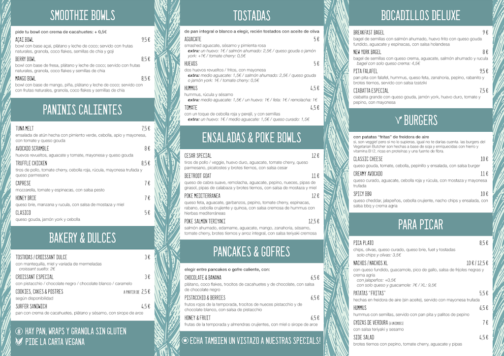 Mojokite - Brunch Bar & Surf Shop & Escuela Kite — Carta