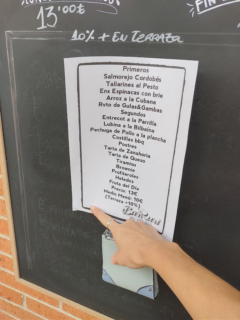 Bar restaurante Barruri — Carta