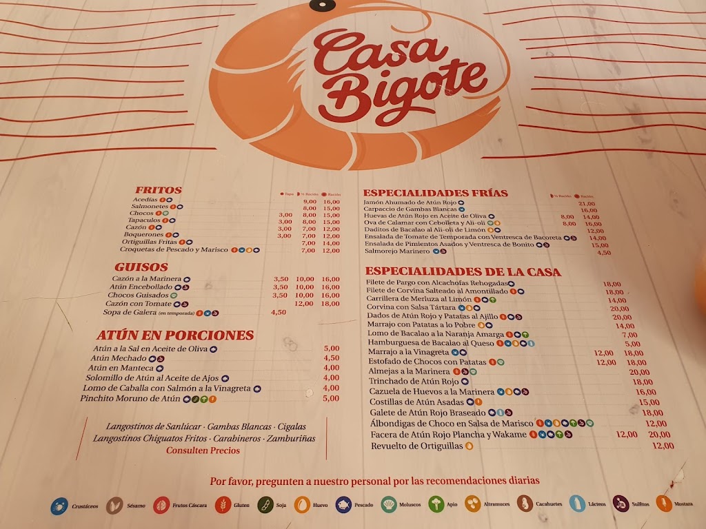 Casa Bigote — Carta